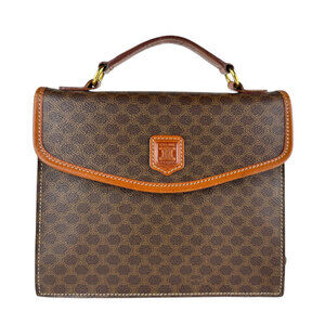 Celine handbag shoulder bag brown Macadam coated canvas leather